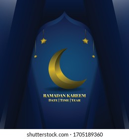 Ramadan kareem blue night.moon ramadan illustration. background. banner islamic