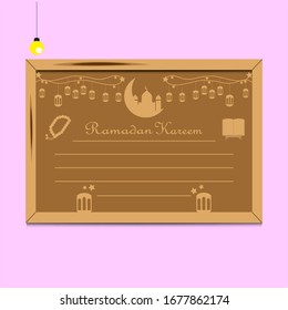 Ramadan Kareem board, can be used for any greeting or writing about the month of Ramadan. Vector template eps 10.