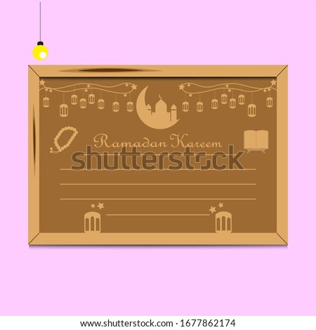 Ramadan Kareem board, can be used for any greeting or writing about the month of Ramadan. Vector template eps 10.
