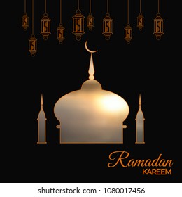 Ramadan kareem brochure vector design orange color eps 10