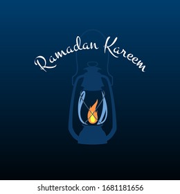 Ramadan Kareem - burning lantern, vector template for holy month of Ramadan.