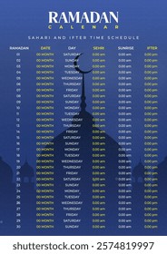 Ramadan Kareem Calendar Template Design