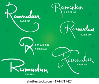 Ramadan kareem caligraphy set. ramadan kareem texts in multiple styles. set of ramadan kareem texts.