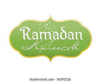 'Ramadan Kareem' calligraphic tittle in English script.