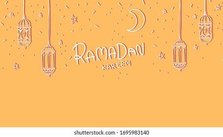 Ramadan Kareem calligraphy background design of vector.