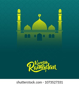 ramadan kareem calligraphy with beautiful mosque