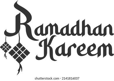 Ramadan Kareem calligraphy with diamonds hanging under the calligraphy. Islamic art. ramadan series