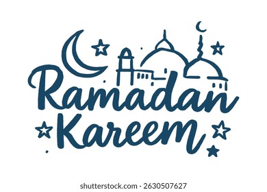 ramadan kareem calligraphy mosque icon blue version	