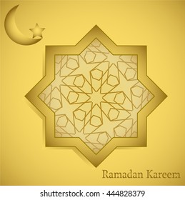 Ramadan Kareem calligraphy in octagonal arabic ornament background