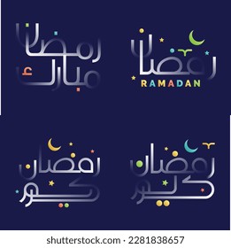 Ramadan Kareem Calligraphy Pack with Glossy White Text and Rainbow Accents