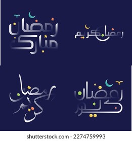 Ramadan Kareem Calligraphy Pack with White Glossy Effect and Colorful Highlights