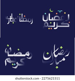 Ramadan Kareem Calligraphy Pack with White Glossy Effect and Colorful Details