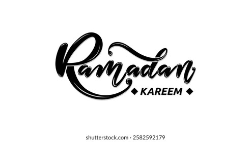 Ramadan Kareem calligraphy. Vector illustration. Handwritten text typography. Great for greeting cards, invitations, etc.