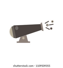 Ramadan kareem cannon shooting vector flat illustration icon. Medieval cartoon war iron gun. Civil simple artillery  isolated symbol. Circus weapon design. 