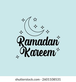 Ramadan Kareem Card with Crescent Moon and Starry Pattern