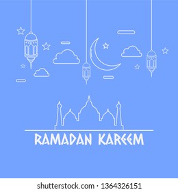 Ramadan Kareem card design template monoline style