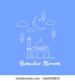 Ramadan Kareem card design template monoline style