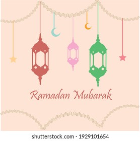 Ramadan Kareem card design template monoline style