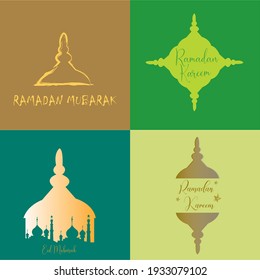 Ramadan Kareem card design template monoline style