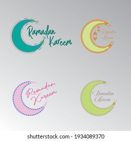 Ramadan Kareem card design template monoline style