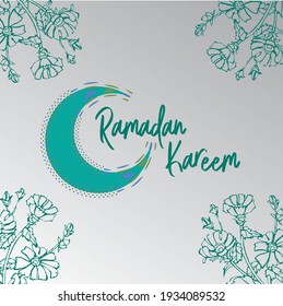 Ramadan Kareem card design template monoline style