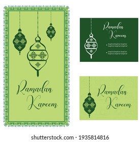 Plantilla de diseño de tarjetas Ramadan Kareem estilo monolítico