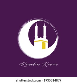 Ramadan Kareem card design template monoline style