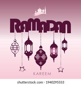 Ramadan Kareem card design template monoline style
