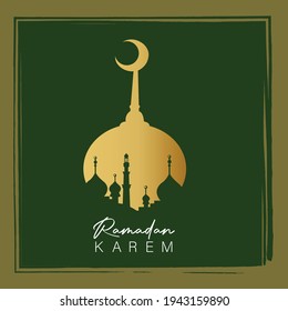 Ramadan Kareem card design template monoline style