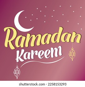 Plantilla de diseño de tarjetas Ramadan Kareem estilo monolítico