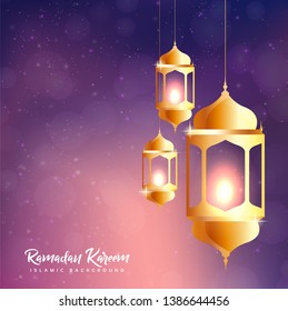Ramadan Kareem card with lantern