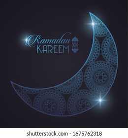ramadan kareem card with moon vector illustration design