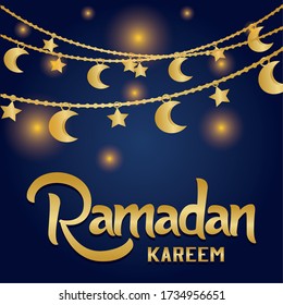 Ramadan kareem card with a moon - Vector illustration