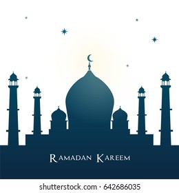 Ramadan Kareem card with mosque, Vector illustration.