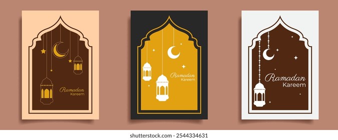 ramadan kareem Karte mit Laterne, Halbmond und Sternen. islamische Vektorgrafik
