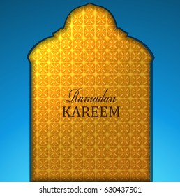 Ramadan Kareem card template, vector arch patterns