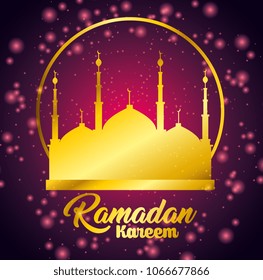 ramadan kareem card with temple building
