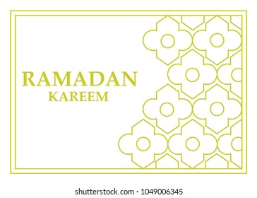 Ramadan kareem card. Vector outline style with gold color. Ramadan for muslim.