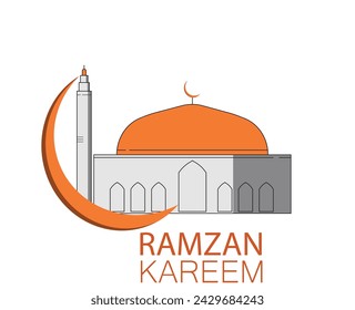 Ramadan Kareem card vector Ramzan Mubarak card  Mosque moon vector  