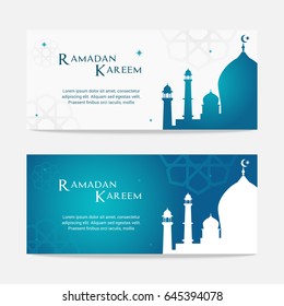 Ramadan Kareem cards vector illustration, Mosque and copy space.