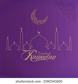 Ramadan Kareem celebrate cards set. Ramadan Islamic holiday invitations templates collection with gold crescent moon, lettering and  Islamic Lump Vector illustration