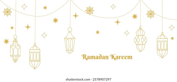 Ramadan kareem celebration with arabic lanterns and decorative elements.