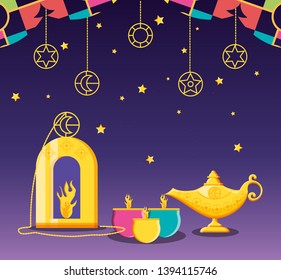Ramadan Kareem celebration card with candles