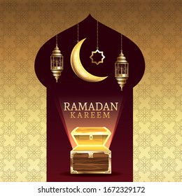 ramadan kareem celebration with chest vector illustration design
