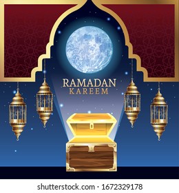 ramadan kareem celebration with chest vector illustration design
