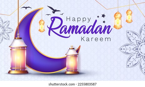 ramadan kareem Fest Konzept Design. der heilige Monat Ramadan. mit islamischen Ornamenten und Laternen ausgestattet. Luxusdesign