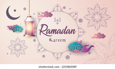 ramadan kareem celebration concept design. ramadan kareem vector. to celebrate the holy month of Ramadan for Muslims, accompanied by Muslim and ramadan ornaments