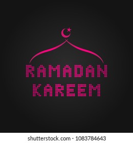 Ramadan Kareem celebration with creative text and black background.