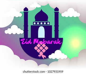 Ramadan kareem celebration greeting card, with mosque ramadan on colorful 

background, vector, poster, design