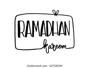 Ramadan kareem celebration greeting card. Hand lettering calligraphy.